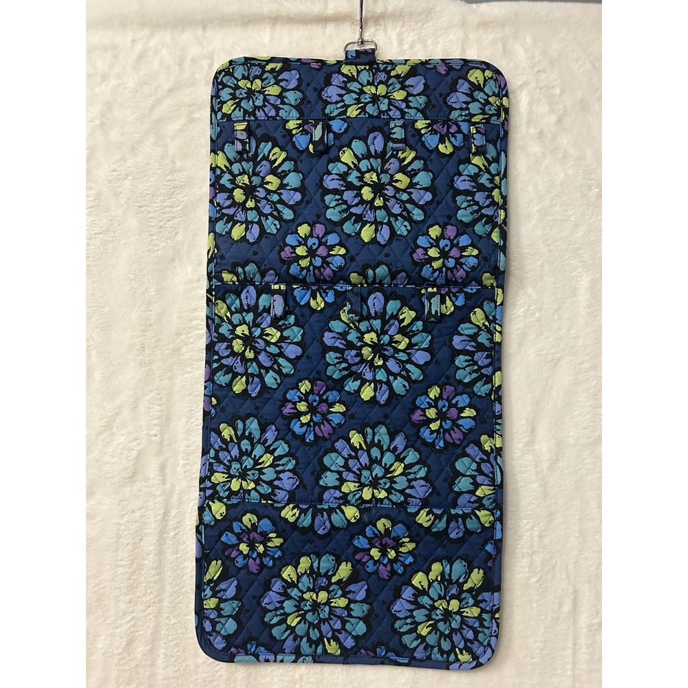 Vera Bradley Hanging Jewelry Organizer Blue Green Floral‎ Quilted Travel Case